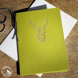 Gmund Klappkarte Hirsch in Moosgrün mit Lasergravur im Papier 