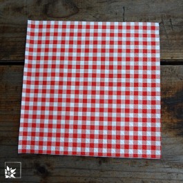 Papierserviette Karo - rot / weiß - 33 x 33 cm groß.
