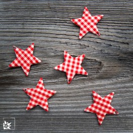 10 Sterne Vichy-Karo Rot Weiß - Lieferung in einer Tüte abgepackt.