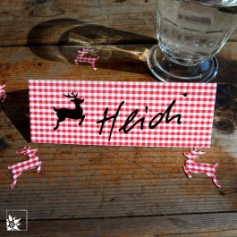 Tischkarte Hirsch - Beispiel beschriftet.