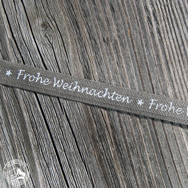 Geschenkband Frohe Weihnachten Grau Alpen Shop Wohlgeraten