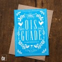 Bayrische Glückwunschkarte "Ois Guade" Blau
