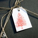 6 Geschenkanhänger Tanne Weiß Rot (8x5cm)