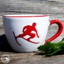 Gmundner Keramik Teetasse Maxima Skifahrer Toni Rot
