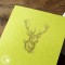 Der gelaserte Hirsch ist tief in das Papier eingezeichnet.